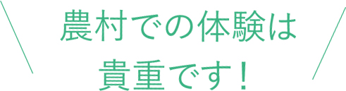 農村での体験は貴重です！